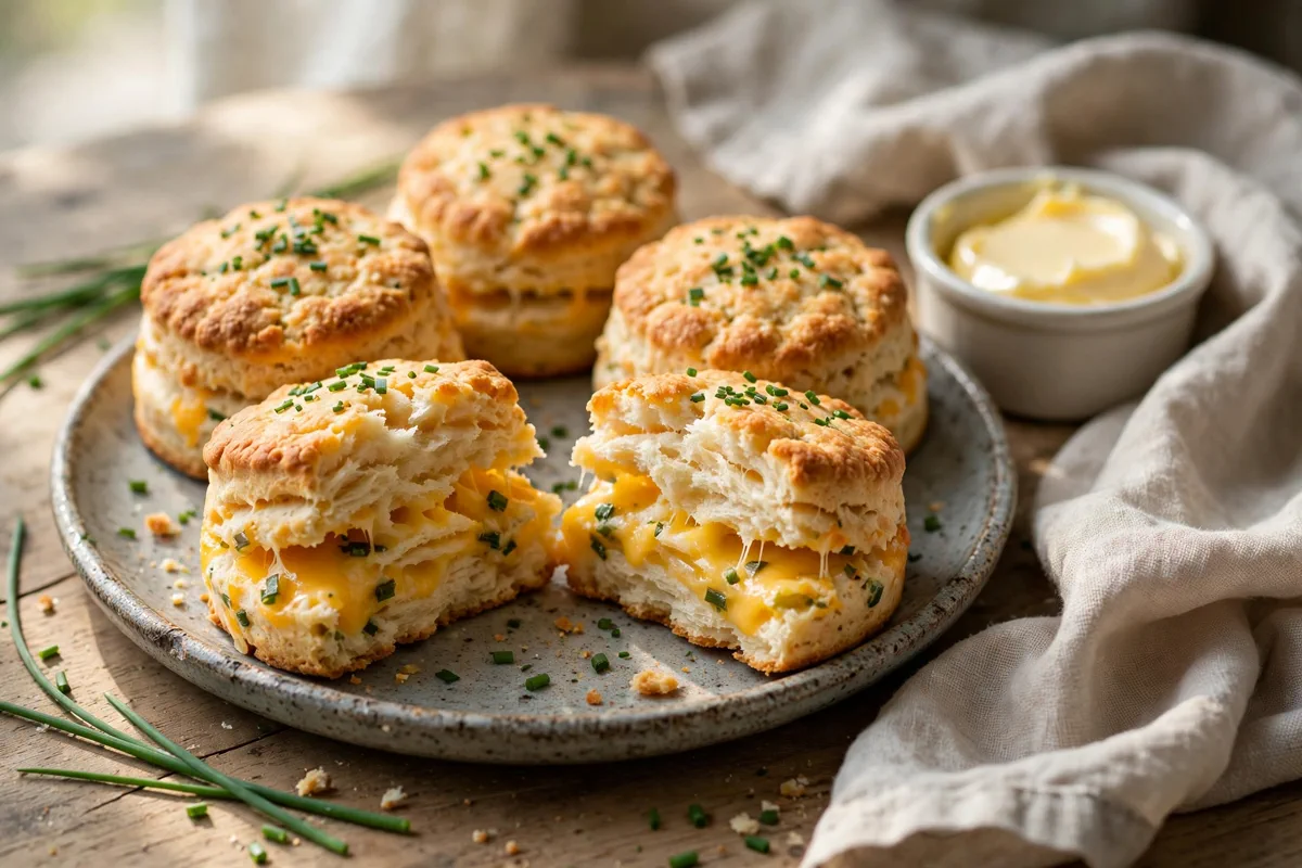 Cheddar Chive Drop Biscuits (No Rolling, 25 Minutes) - plated