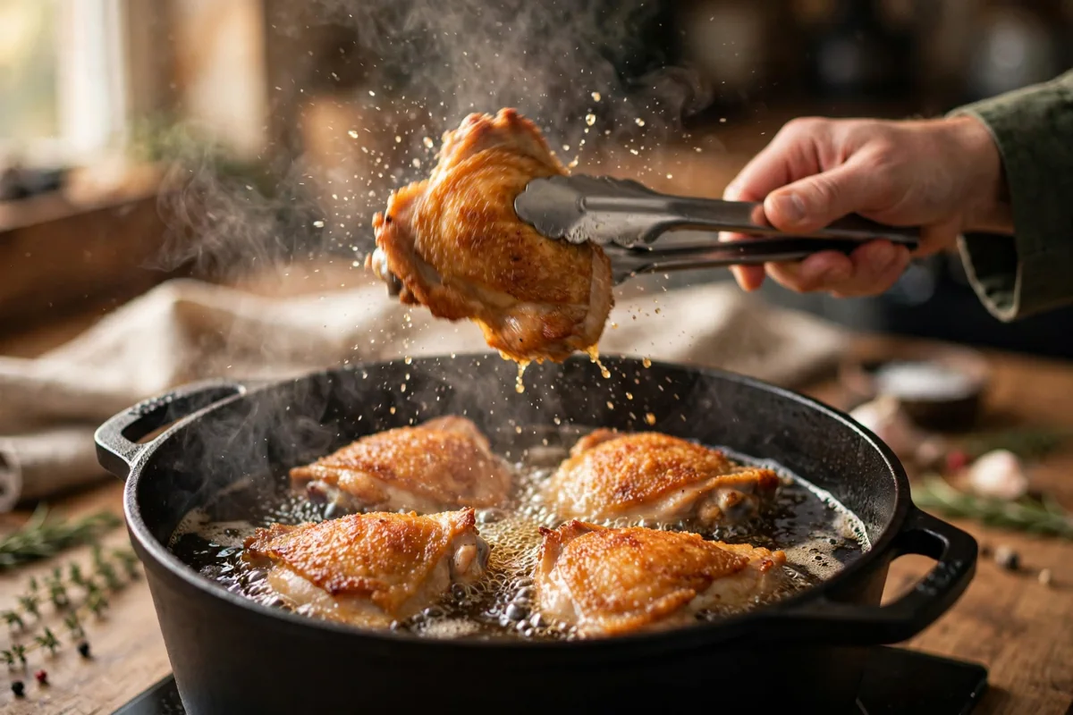 Coconut Turmeric Braised Chicken Thighs - cooking