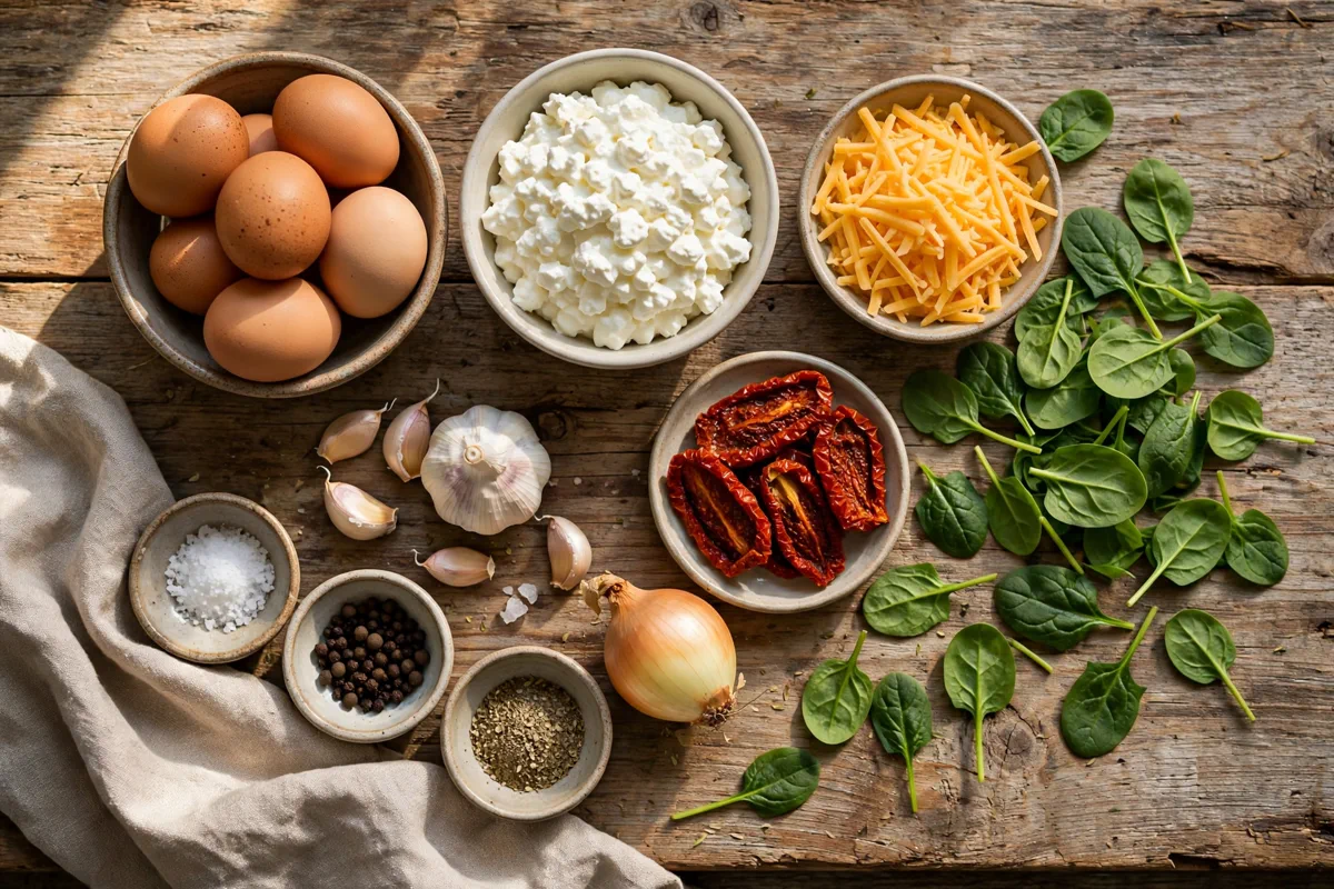 High-Protein Cottage Cheese Egg Bake with Spinach - prep