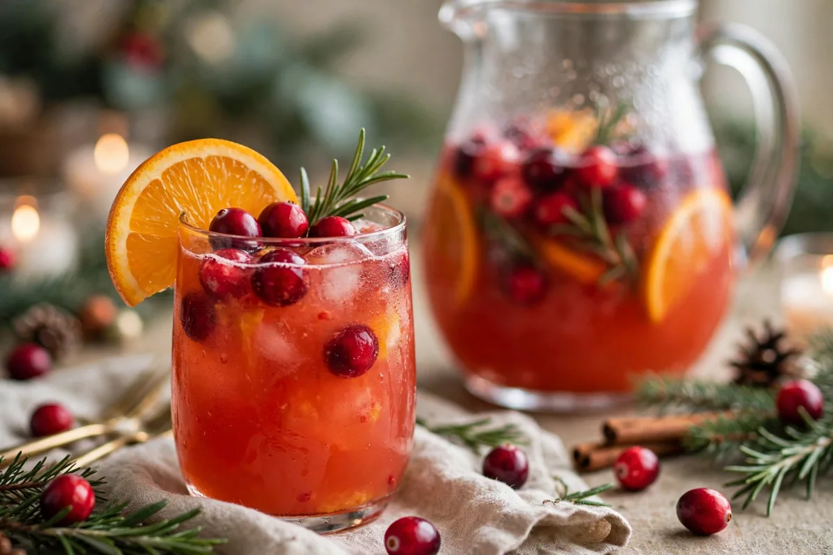 Cranberry Orange Holiday Punch (Easy Mocktail Pitcher) - plated
