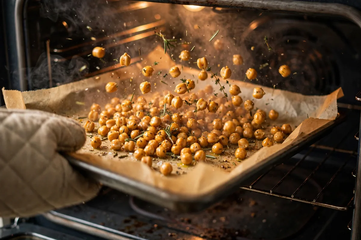 Crispy Za'atar Chickpeas (Air Fryer or Oven) - cooking