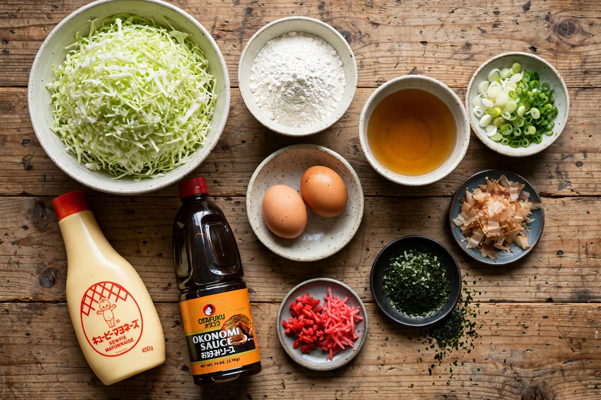 Easy Okonomiyaki (Japanese Savory Cabbage Pancakes) - prep