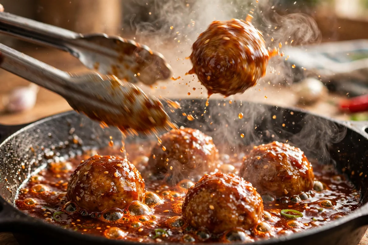 Gochujang Butter Chicken Meatballs (20-Minute Dinner) - cooking