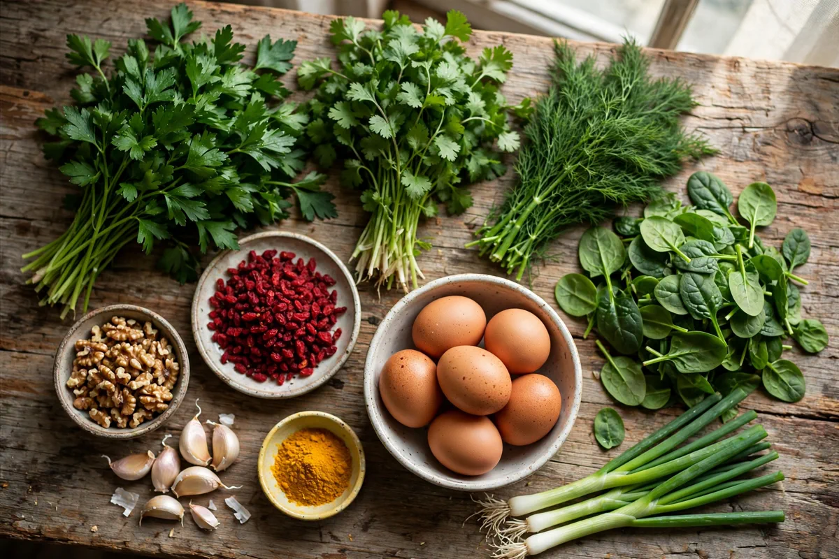 Kuku Sabzi (Persian Herb Frittata) - prep