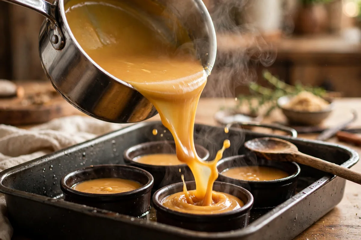 Miso Butterscotch Pots de Crème - cooking