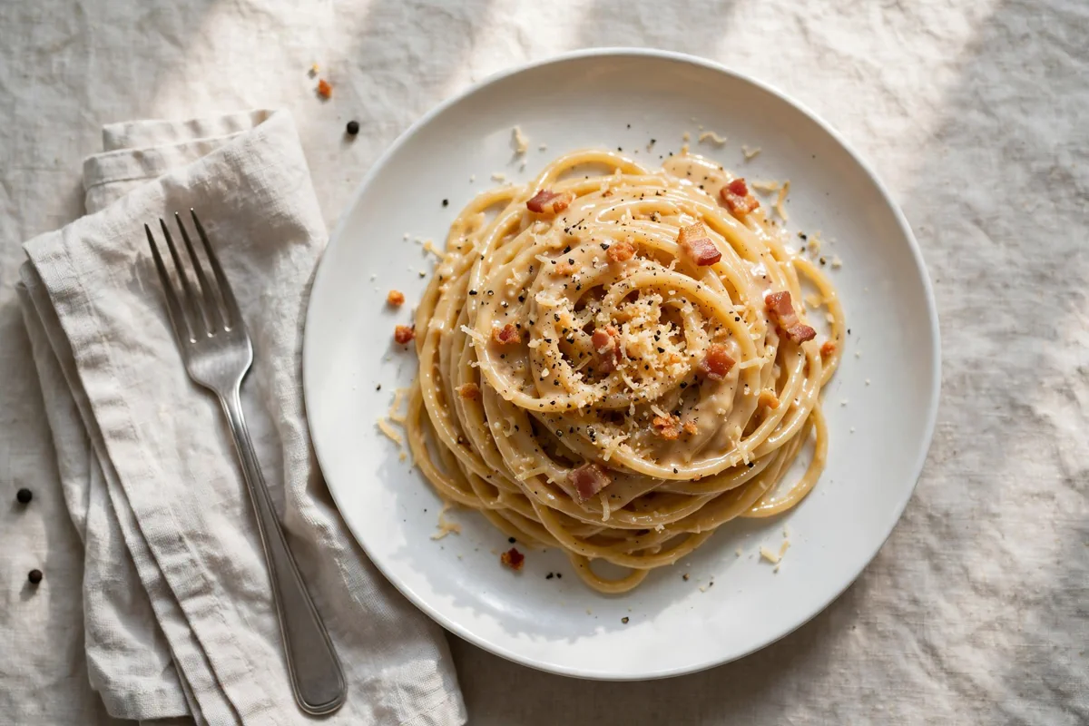 Miso Carbonara (No Cream, All Umami) - plated