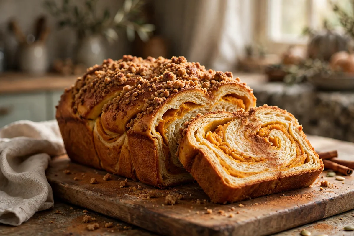 Pumpkin Babka Recipe with Cinnamon Streusel - plated