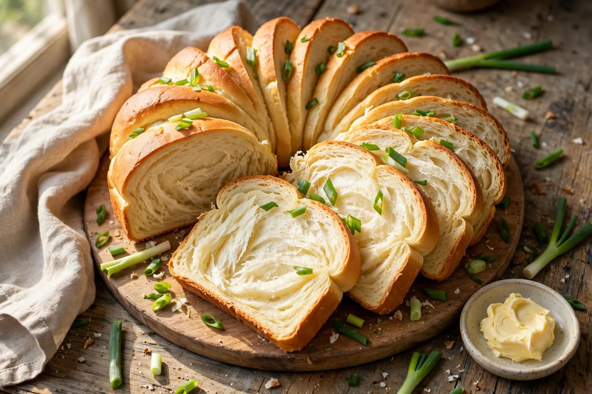 Scallion Milk Bread (Pillowy Tangzhong Loaf) - plated