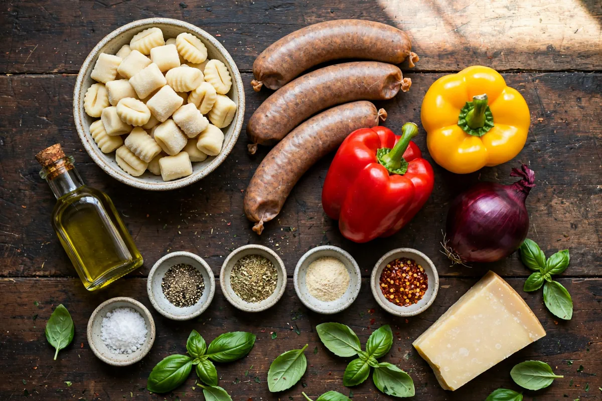 Sheet-Pan Crispy Gnocchi with Sausage and Peppers - prep