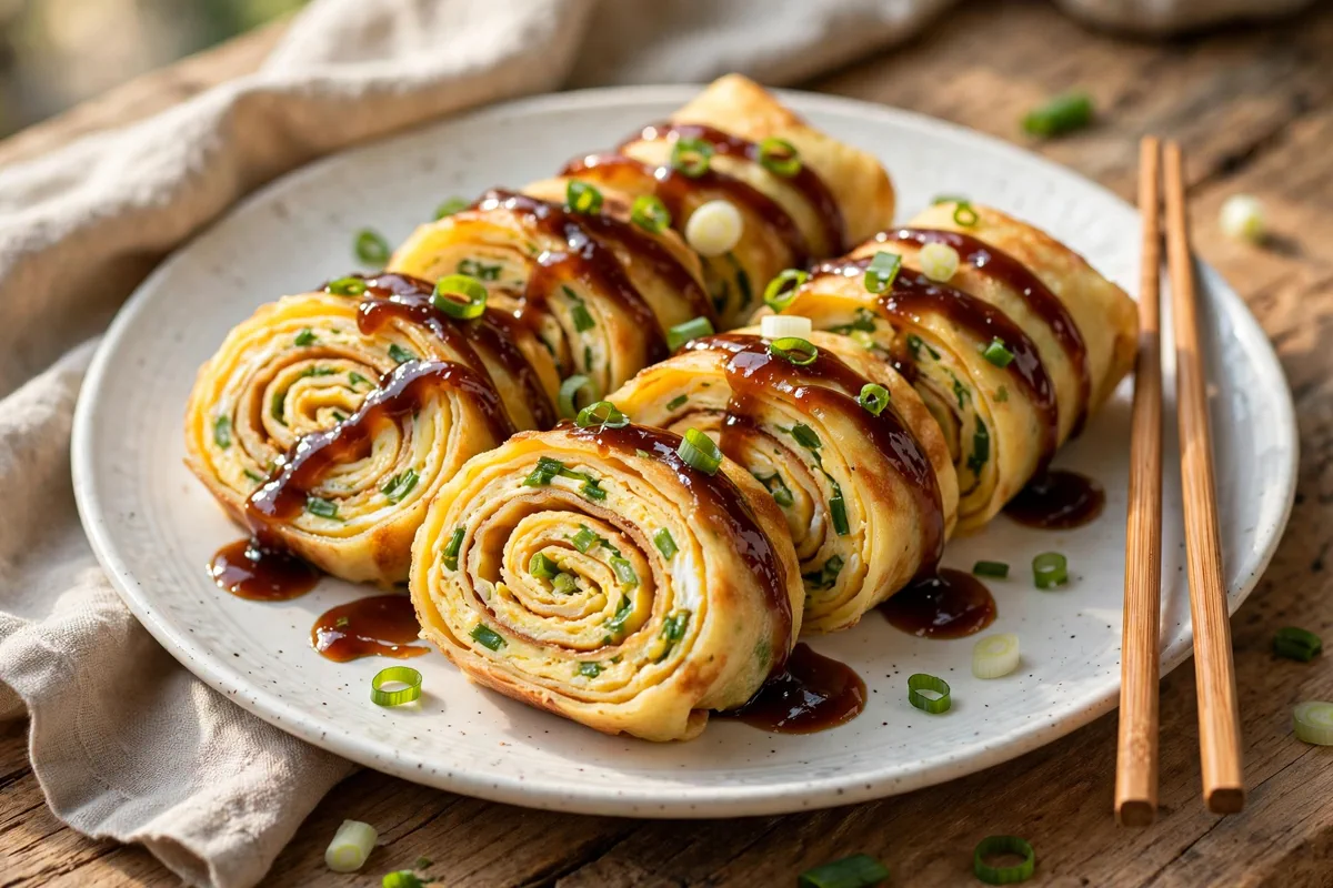 Taiwanese Dan Bing Recipe (Egg Pancakes) - plated