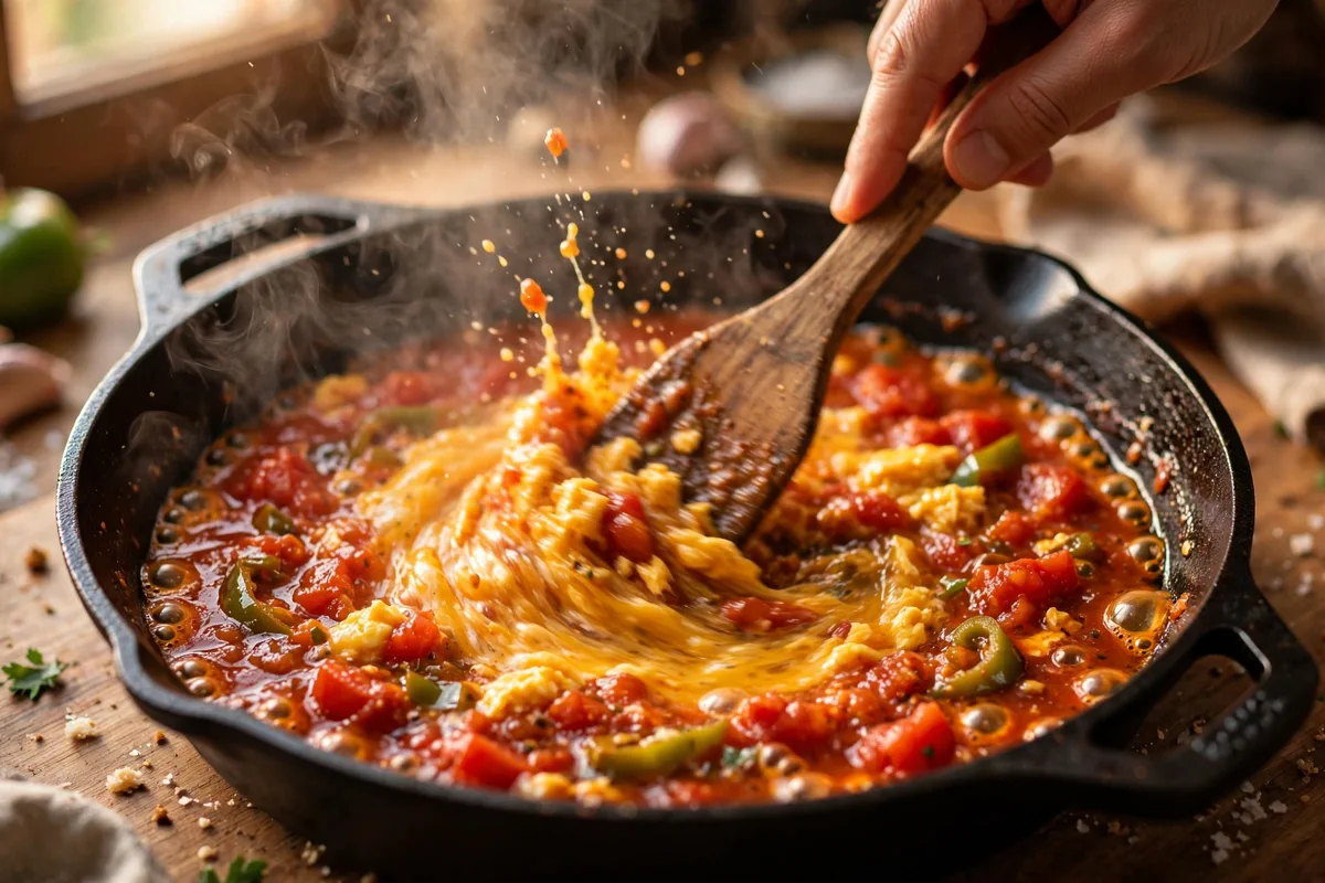 Turkish Menemen: One-Pan Eggs in Spicy Tomato Sauce - cooking