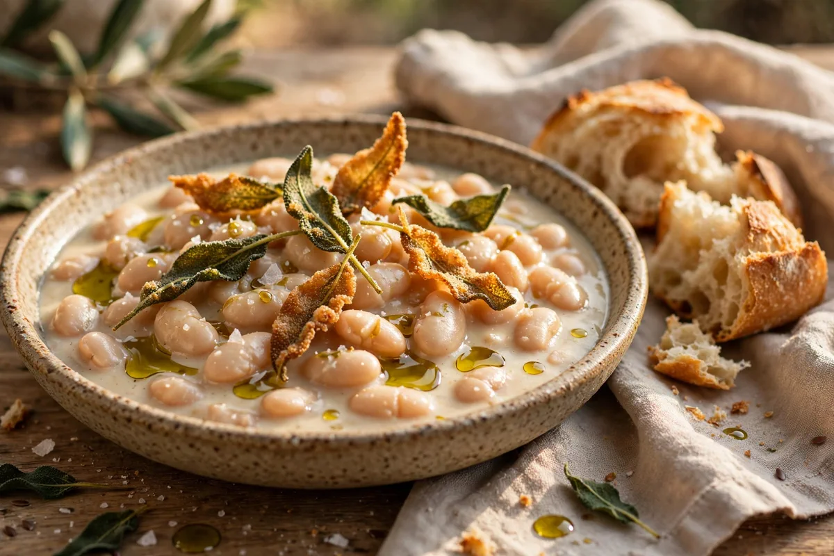 Creamy Tuscan White Bean Skillet with Crispy Sage - plated