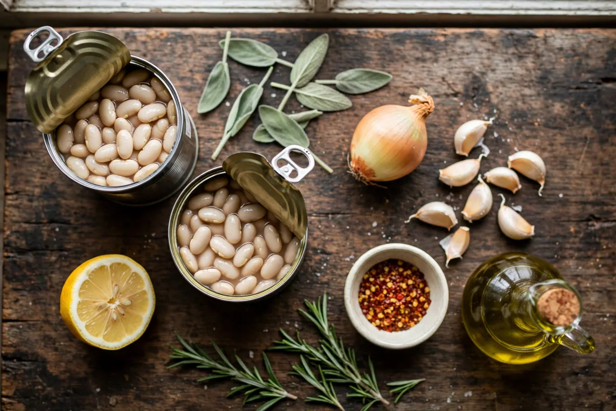 Creamy Tuscan White Bean Skillet with Crispy Sage - prep