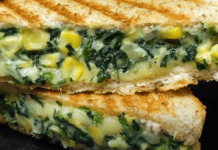 Palak Cheese Corn Sandwich | Palak Corn Sandwich Recipe | Cheesy Spinach Corn Sandwich Palak Cheese Corn Sandwich